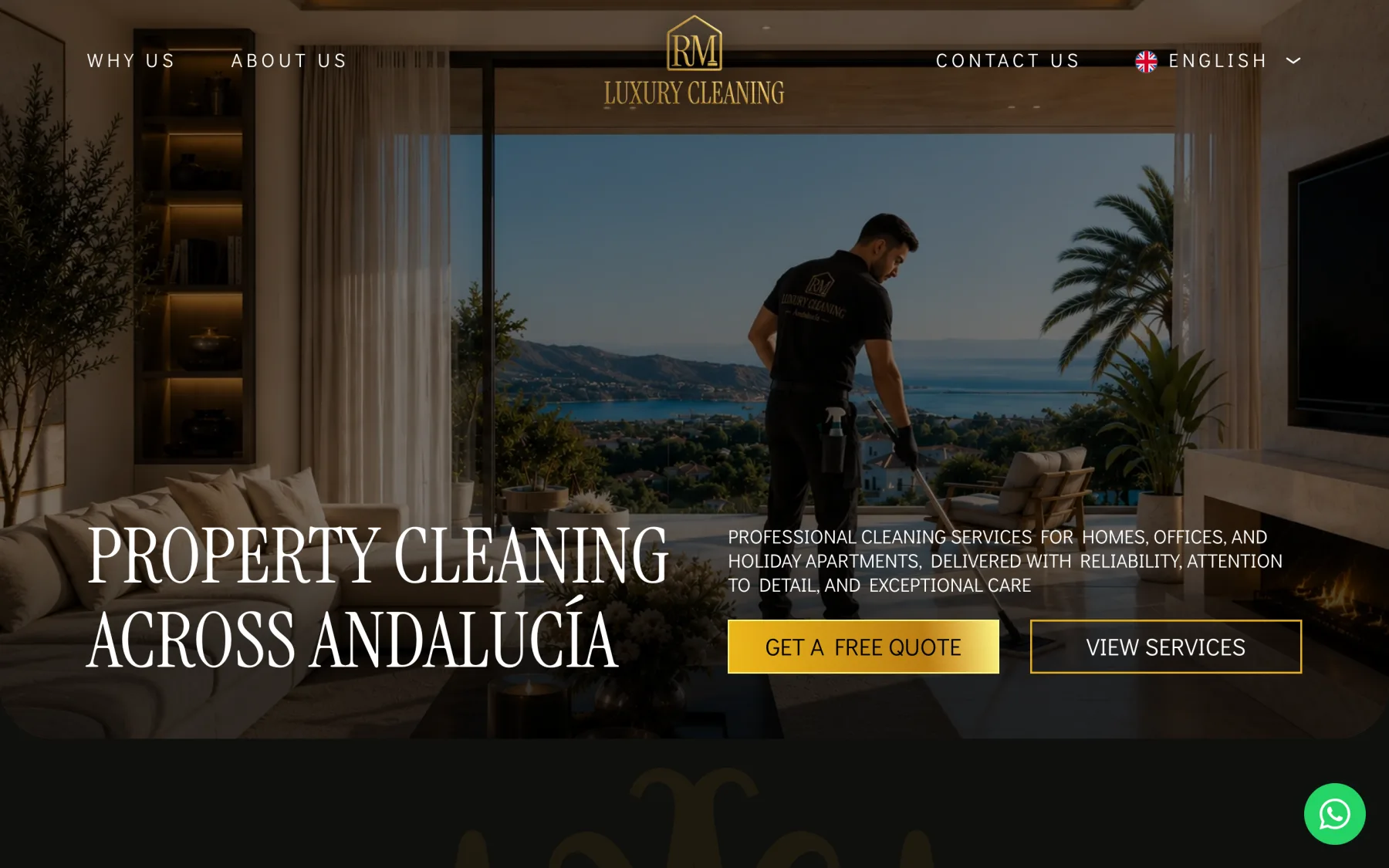 RM Luxury Cleaning — A bilingual site for a premium cleaning company, built around five service lines and a direct WhatsApp enquiry.